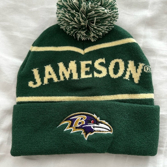 Other - NWOT Unisex Hunter Green Beanie hat. JAMESON promo with Baltimore Ravens logo